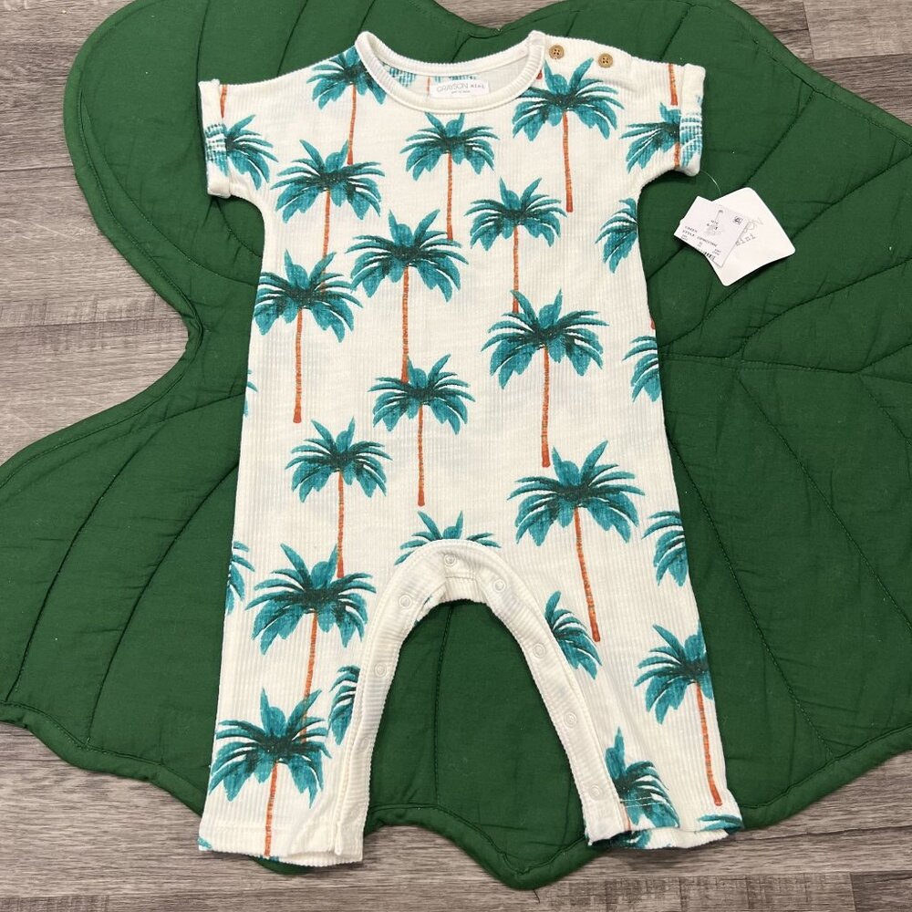 Grayson Mini 6-9M Palm Tree Ribbed Jumpsuit
